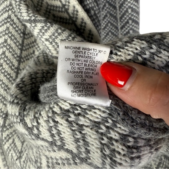 Bianca G. Knit Cape Jacket Gray White Herringbone Wool W Size XL Made in Italy - Picture 7 of 8